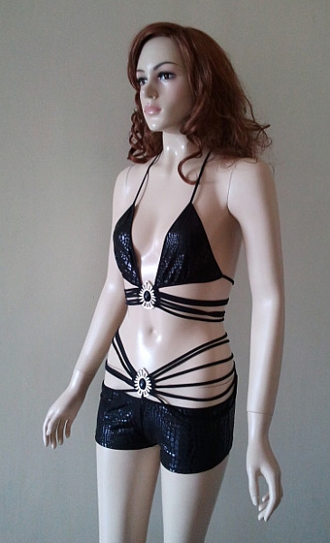 BK1110 - Snake Skin Bikini Set with Jewellery Décor